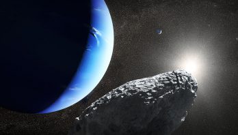 Artist conception of Neptune moon Hippocamp