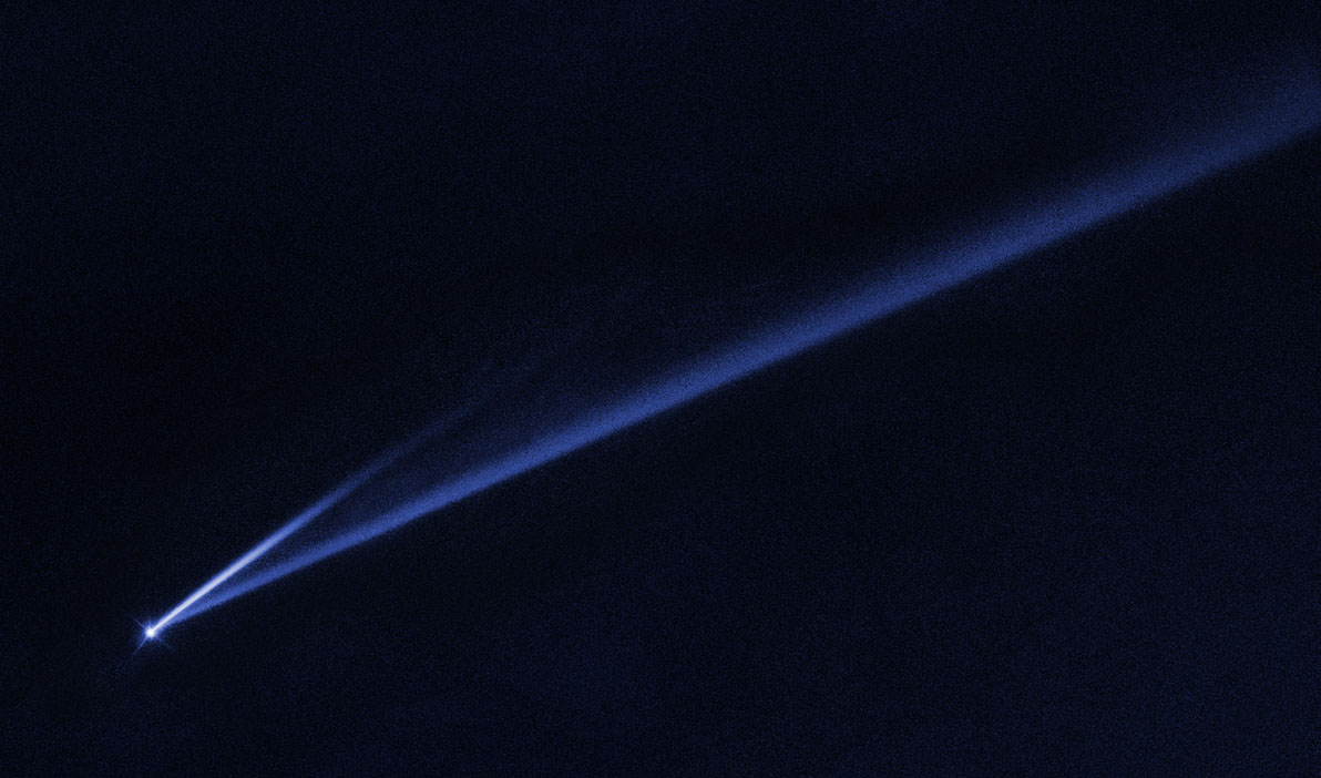 This Hubble Space Telescope image reveals the gradual self-destruction of an asteroid