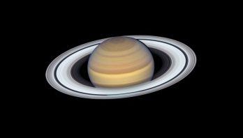 saturn and its rings on a back background