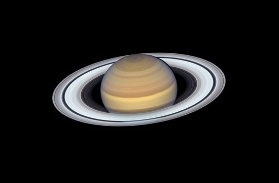 saturn and its rings on a back background