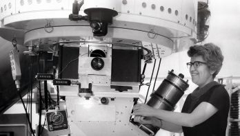 Vera Rubin at work on her telescope