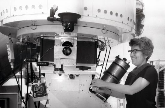 Vera Rubin at work on her telescope