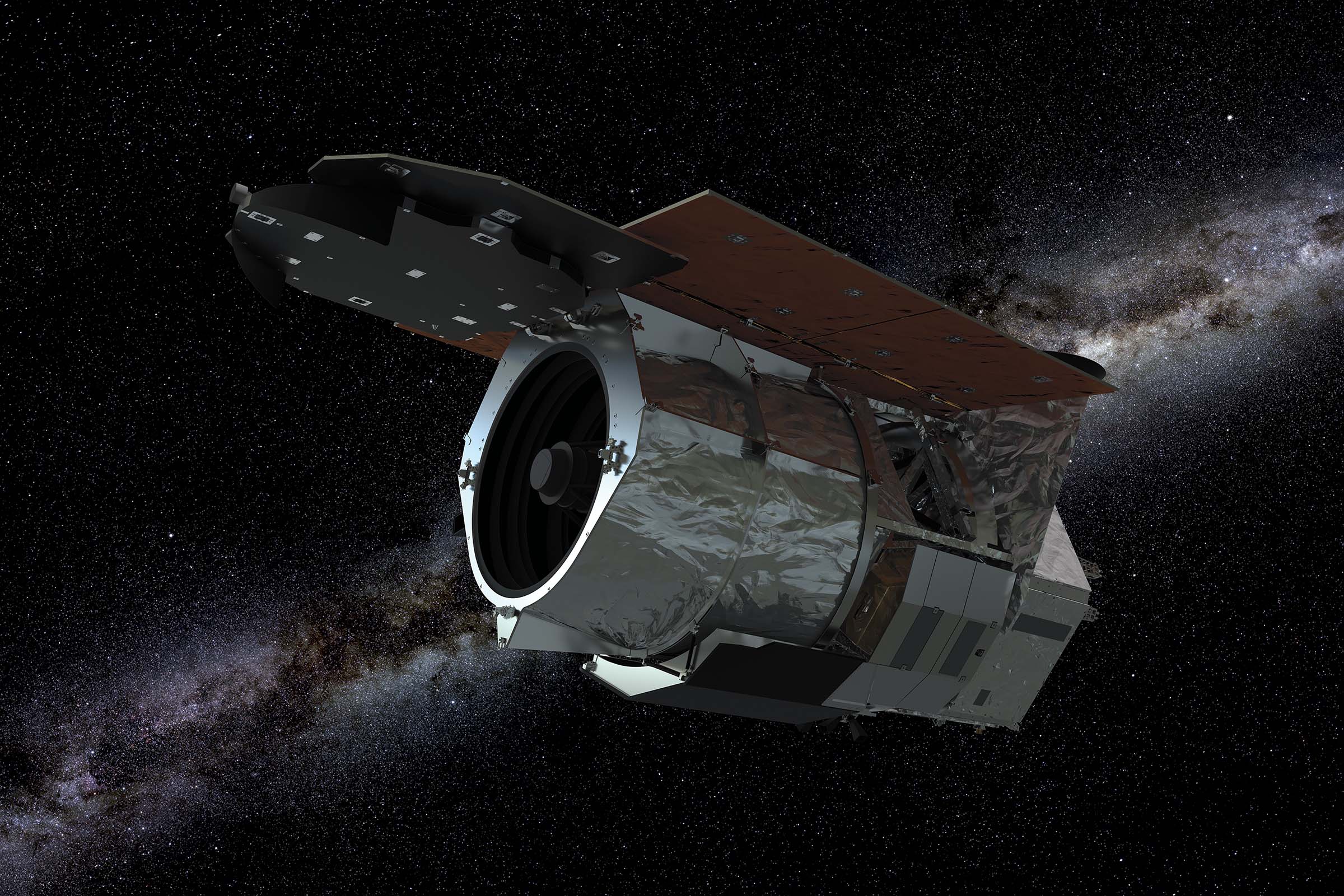 The Nancy Grace Roman Space Telescope floating in space