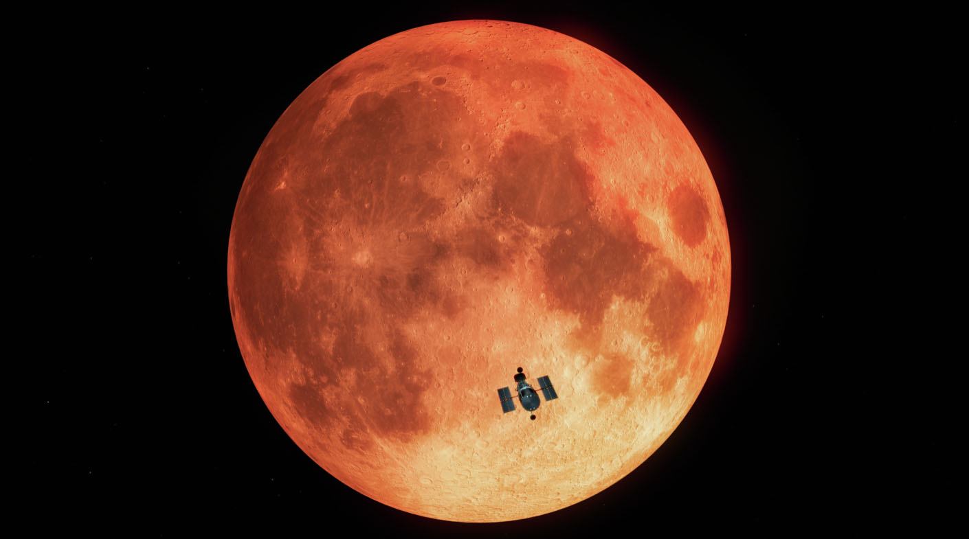 Hubble Observes the Total Lunar Eclipse (Artist’s Illustration)