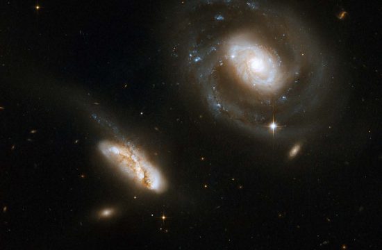 This is a stunning pair of interacting galaxies, the barred spiral Seyfert 1 galaxy NGC 7469 (Arp 298, Mrk 1514)