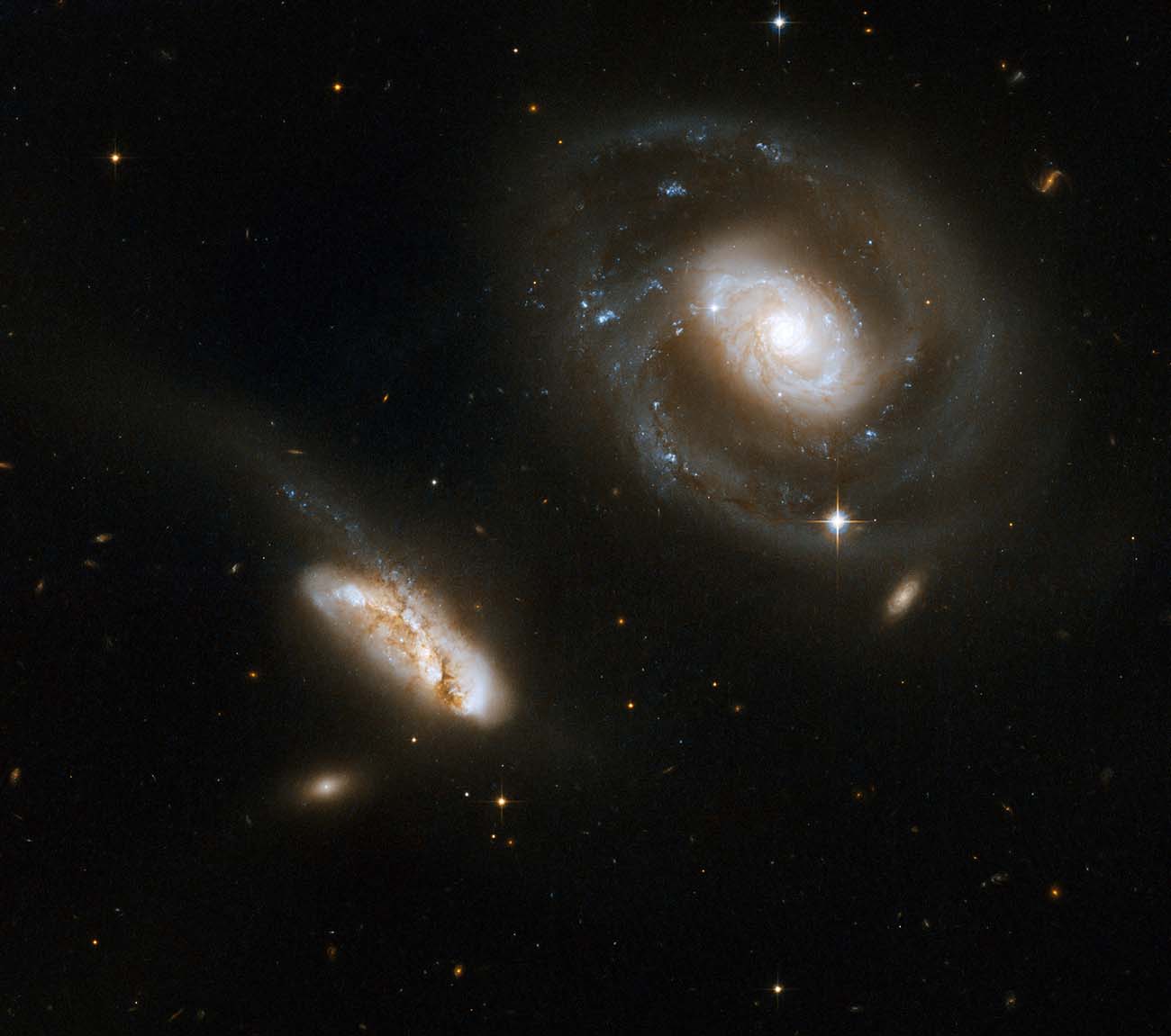 a stunning pair of interacting galaxies, the barred spiral Seyfert 1 galaxy NGC 7469 (Arp 298, Mrk 1514)