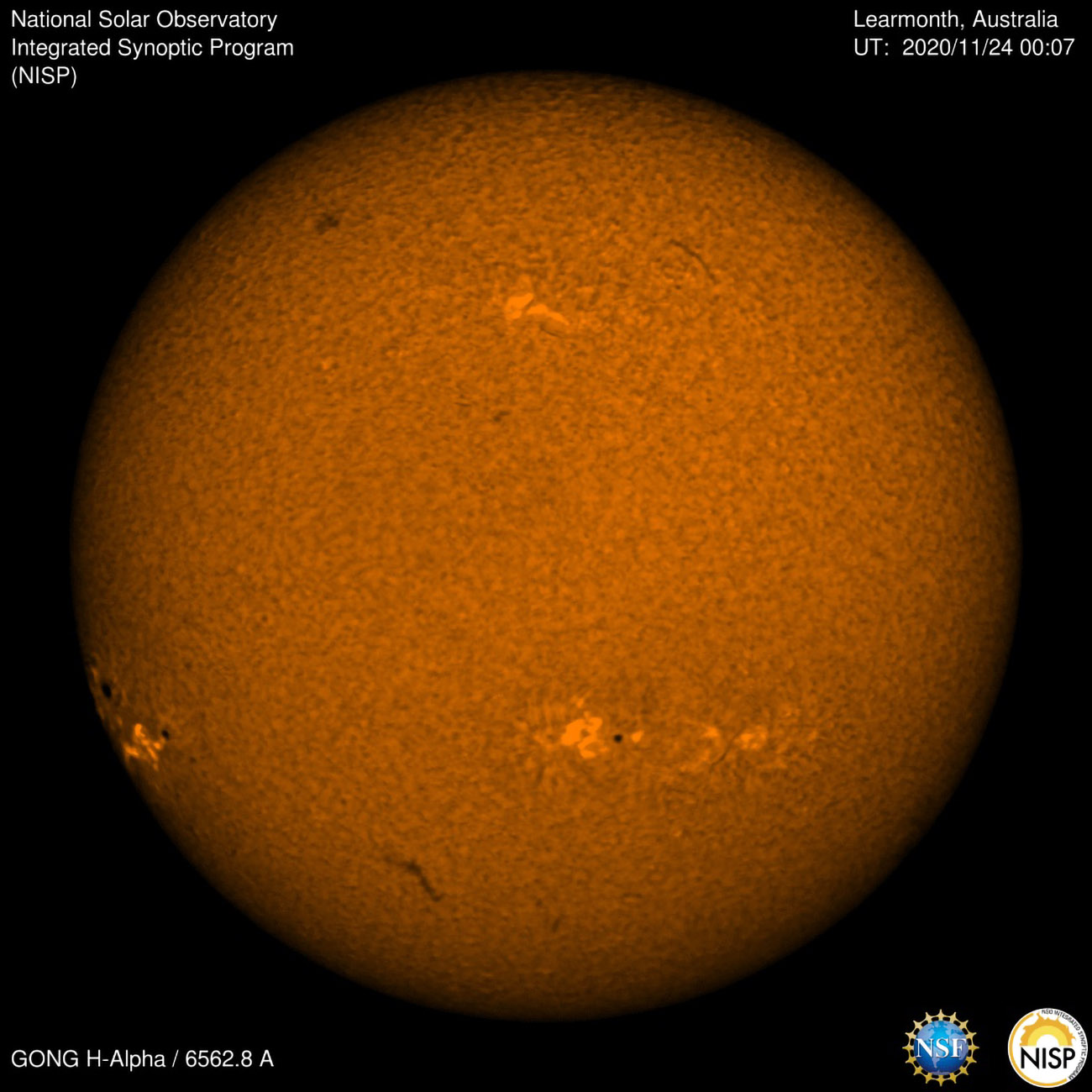 A large sunspot, predicted by NSO scientists, rotated onto the face of the Sun.