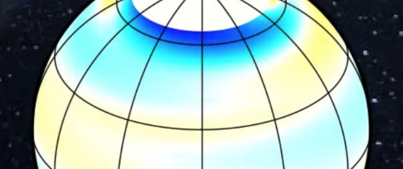 High-latitude inertial mode of oscillation as seen in the east-west velocity using 10 years of observations from GONG. Credit: MPS/ Z.-C. Liang