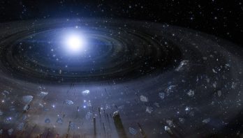 Illustration of Rocky Debris around a White Dwarf