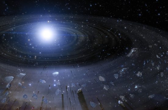 Illustration of Rocky Debris around a White Dwarf