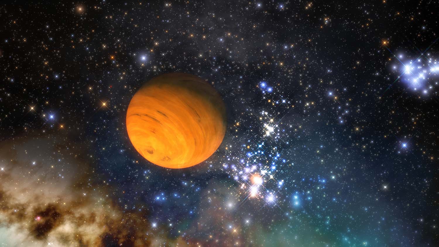An artist's impression of a free-floating planet. Using observations and archival data from several of NSF's NOIRLab’s observatories, together with observations from telescopes around the world and in orbit, astronomers have discovered at least 70 new free-floating planets — planets that wander through space without a parent star — in a nearby region of the Milky Way known as Upper Scorpius OB stellar association.