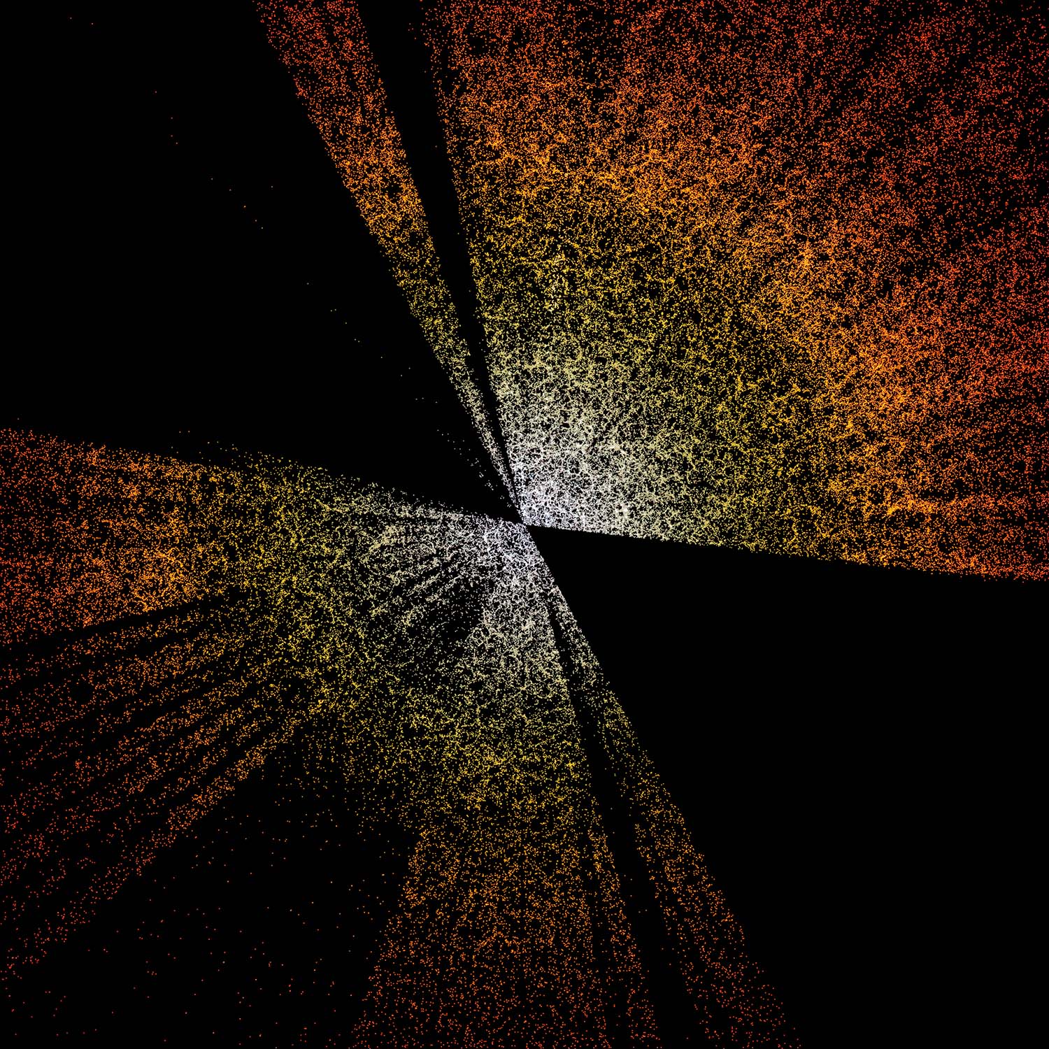 A slice through the 3D map of galaxies from the first few months of the Dark Energy Spectroscopic Instrument (DESI). 