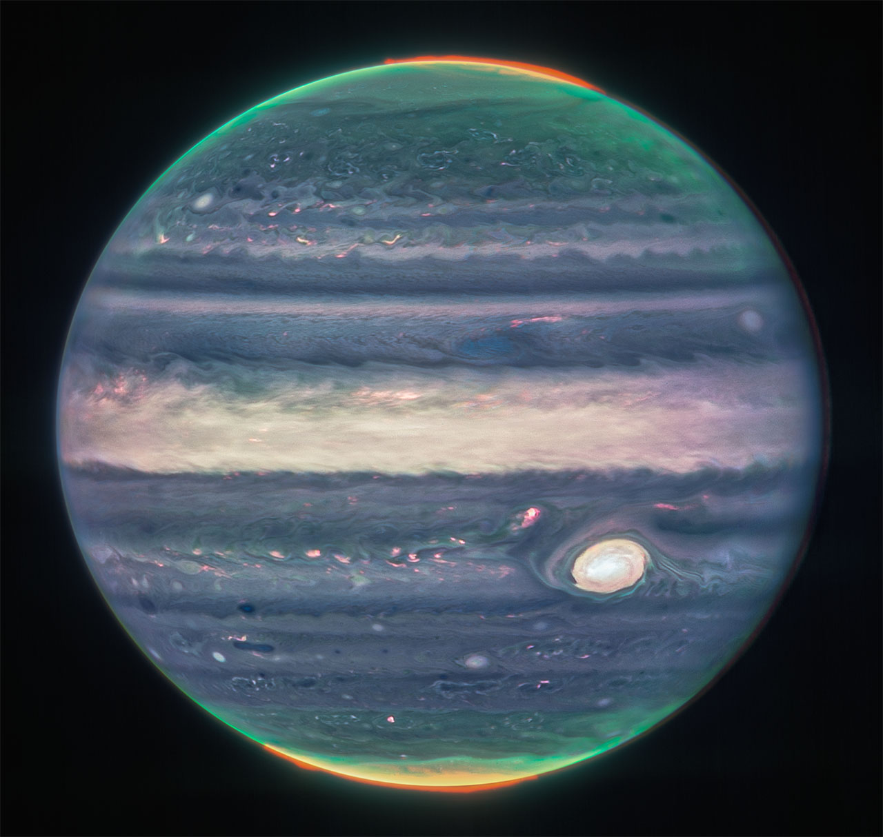 een paar ongerustheid uitgehongerd Unexpected details leap out in sharp new James Webb Space Telescope images  of Jupiter - AURA Astronomy