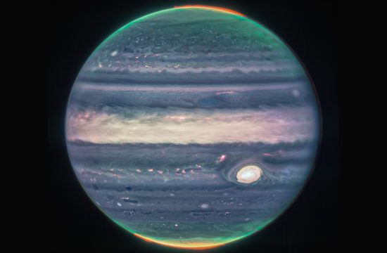 sharp image of Jupiter with glowing poles