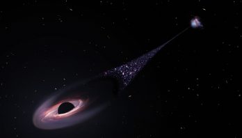 STScI: Hubble Sees Possible Runaway Black Hole Creating a Trail of Stars