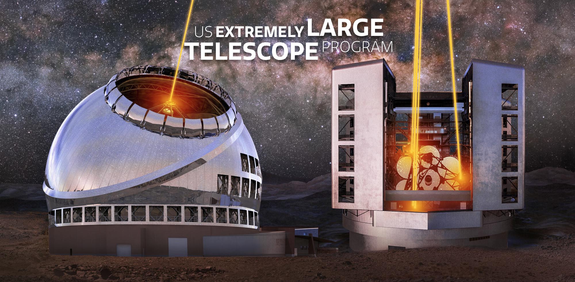 Illustration of the two extremely large telescopes now being planned.