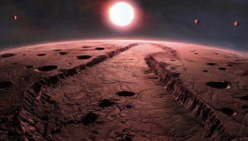 Artist’s Illustration of a Sun from the viewpoint of a red planet.