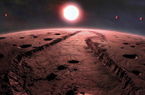 Artist’s Illustration of a Sun from the viewpoint of a red planet.