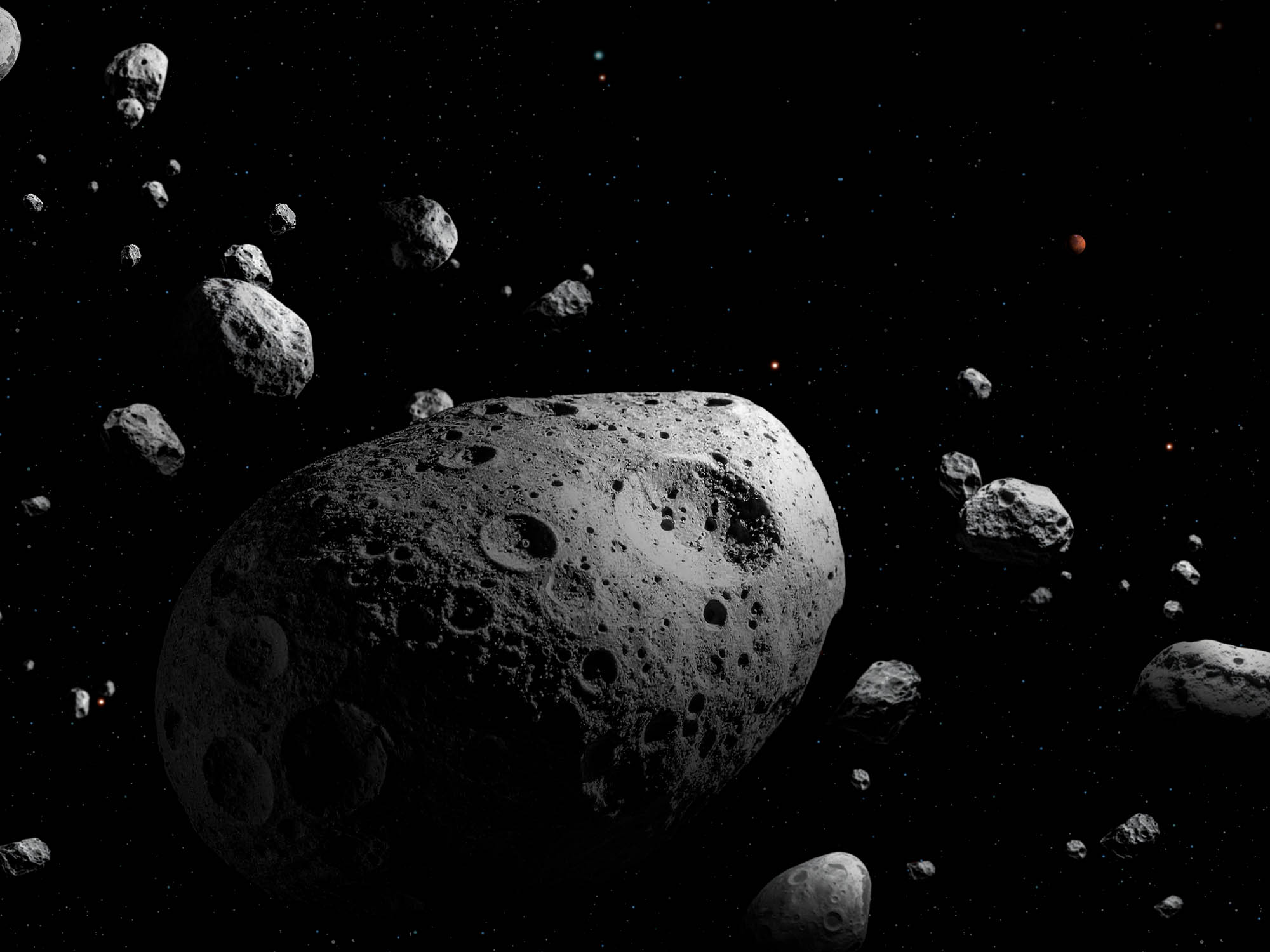 This artist’s illustration depicts 2025 MN<sub>45</sub> — the fastest-rotating asteroid with a diameter over 500 meters that scientists have ever found. The asteroid is shown surrounded by many other asteroids, depicting its location within the main asteroid belt. The Sun and Jupiter are shown in the distance.</p>
<p>2025 MN<sub>45</sub> is 710 meters (0.44 miles) in diameter, and it completes a full rotation every 1.88 minutes. The discovery was made using data from NSF–DOE Vera C. Rubin Observatory, jointly funded by the U.S. National Science Foundation and the U.S. Department of Energy's Office of Science.