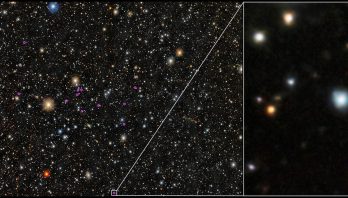 This image shows Star PicII-503 in Pictor II ultra-faint dwarf galaxy. The right side is a pullout from the very starry field on the left. In the middle of the pullout on the right is a blurry white light that is Picll-503