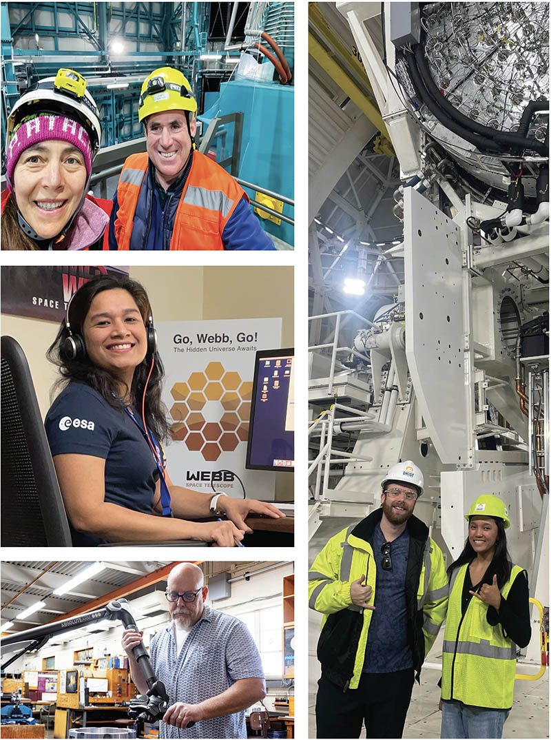 4 photos of AURA staff working at various telescopes and at a computer.